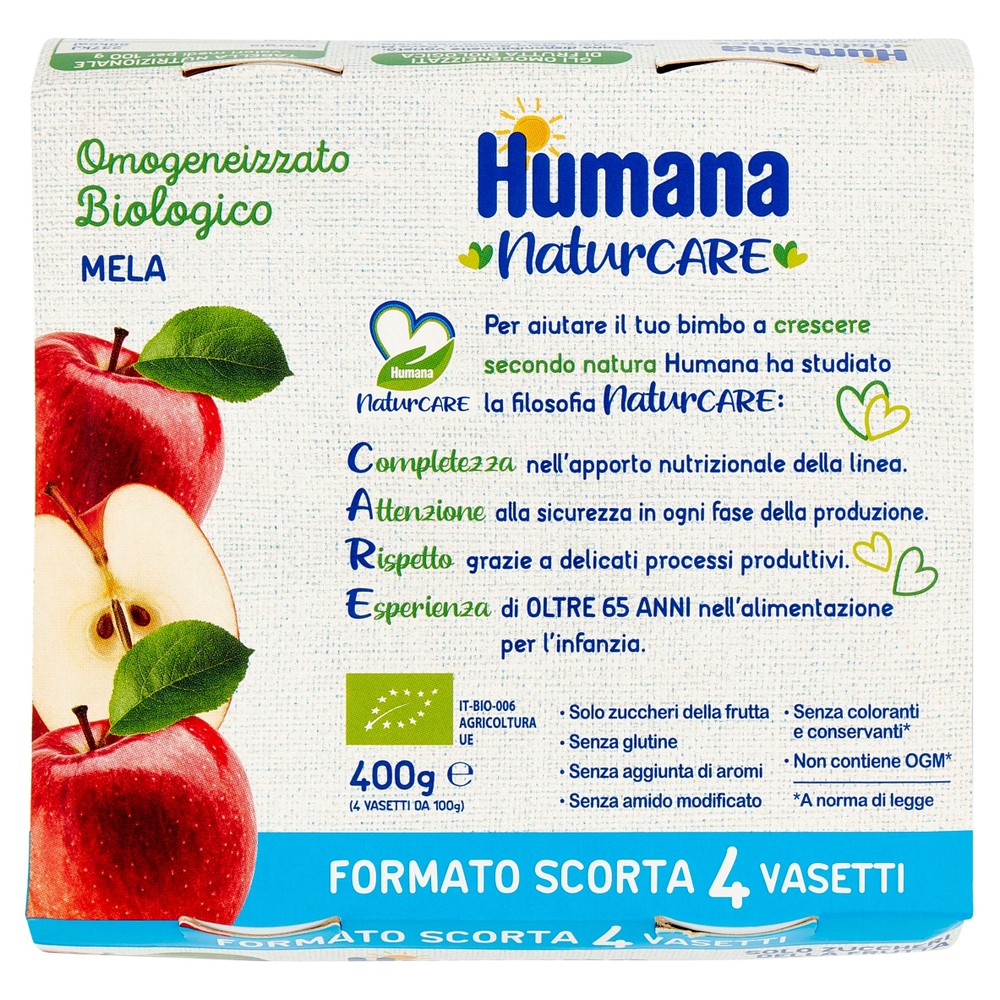 Omogeneizzato Mela Biologica 4x100g Humana - Foto 1