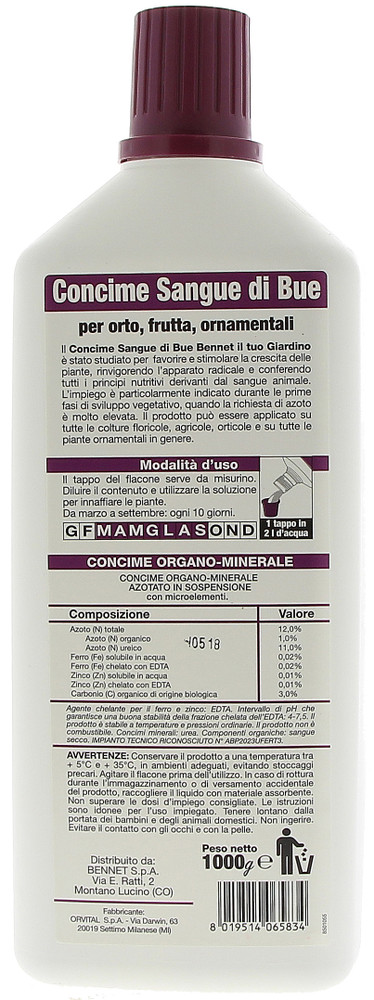 Concime Liquido Sangue Di Bue Kg 1 Bennet - Foto 3