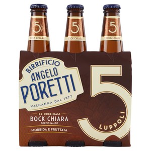 Birra Poretti Bock Chiara 5 Luppoli 3 Bottiglie Da Cl.33