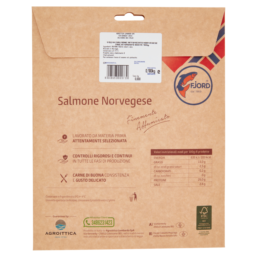 Salmone Norvegese Affumicato Fettine Sashimi Fjord - Foto 3