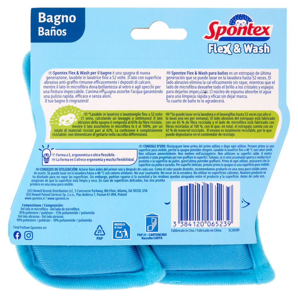 Spugne Flex&Wash Bathroom Spontex 2 Pezzi - Foto 3