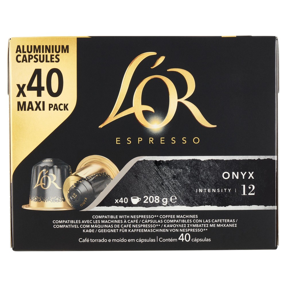 Caffe' Onyx L'or Compatibili Sistema Nespresso Conf. Da 40 Caps