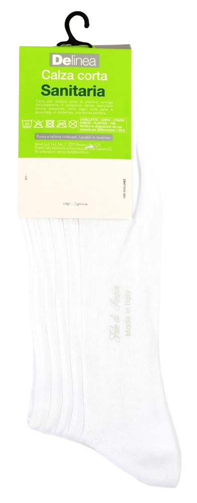 Calze Corte Uomo Sanitarie 42/44 Bianco A Coste Delinea - Foto 2