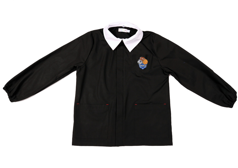 Casacca Scuola Bimbo Nero Con Ricamo, Colletto Staccabile 11 Anni
