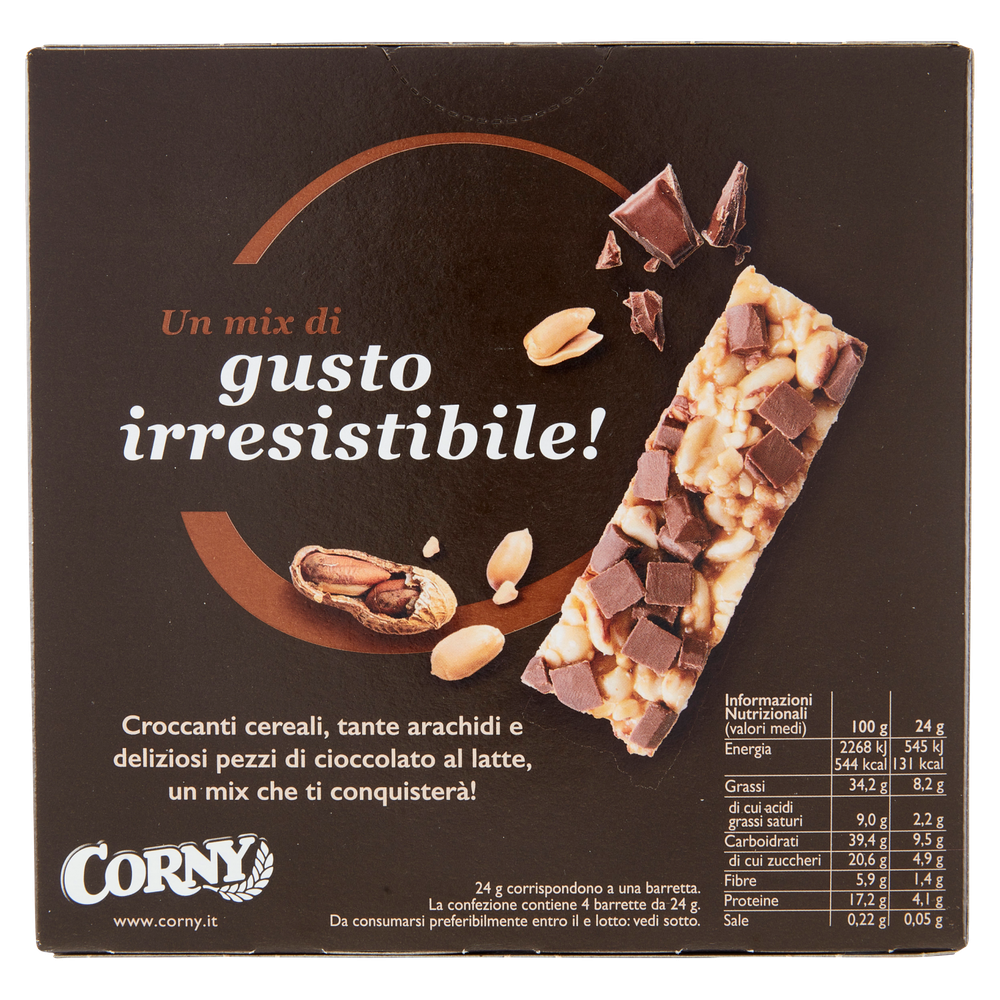 Barrette Arachidi E Cioccolato Al Latte Corny Nuts, Gr.24x4