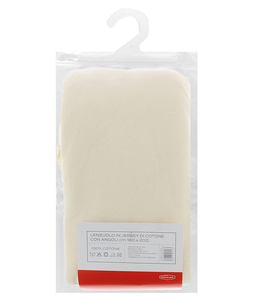 Lenzuolo Jersey Angoli Tinta Unita 2piazze Cm180x200 Avorio Casa - Foto 2