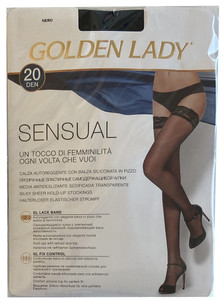 Calze Donna Autoreggenti Tg 3/4 Nero 20 Denari Golden Lady