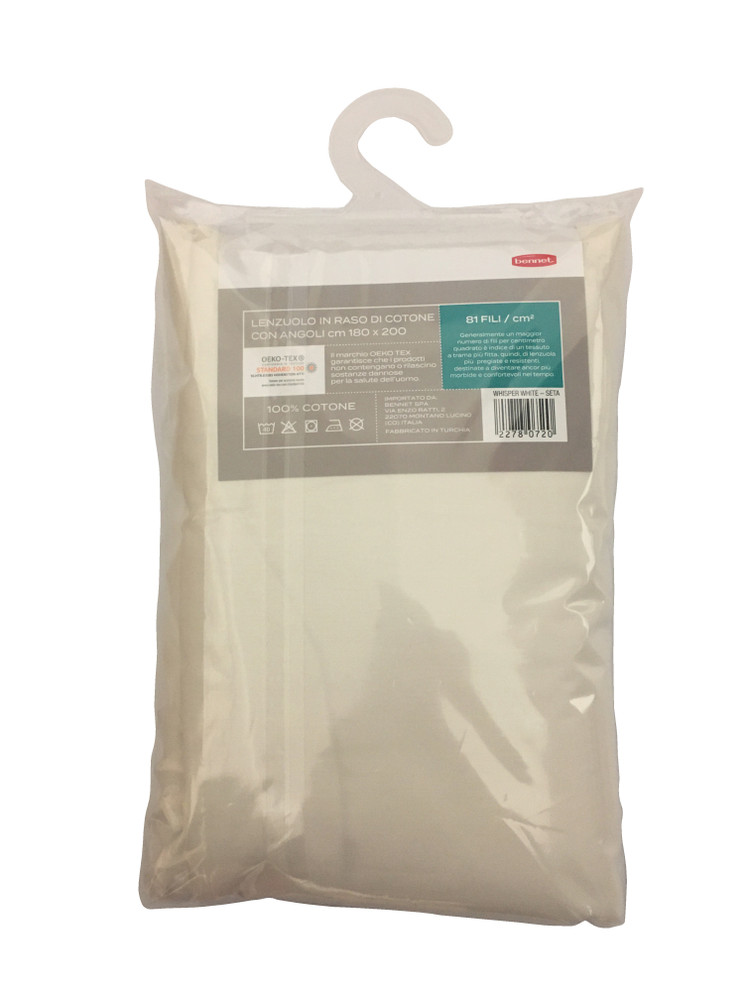 Lenzuolo Raso Tinta Unita Angoli 2 Pz Cm180x200 Avorio Casa Premium - Foto 2