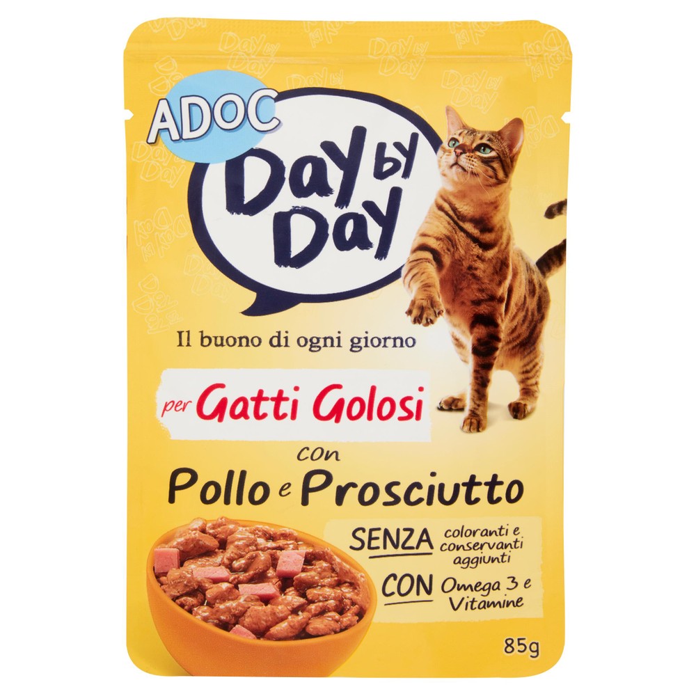 Alimento Umido Day By Day Per Gatti Golosi Pollo E Prosciutto Adoc - Foto 1