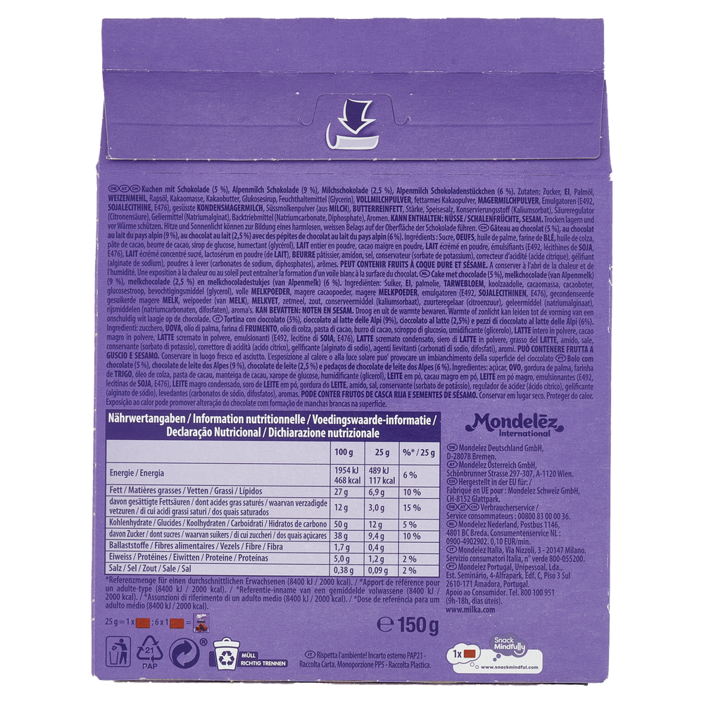 Tortine Choco Brownie Con Cioccolato E Latte Alpino 6x25g Milka - Foto 3