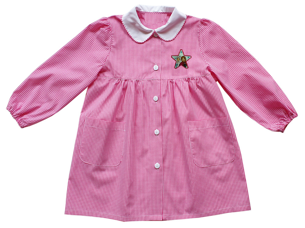 Grembiule Asilo Bambina 4 Anni Vichy Rosa Ricamo Frozen - Foto 1