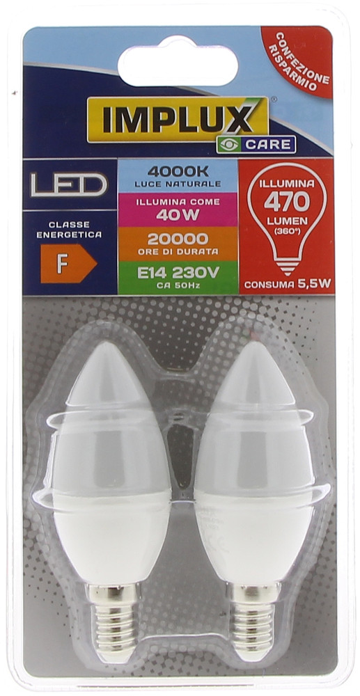 2 Lampadine A Led A Candela 35we14 Luce Neutra Implux - Foto 1