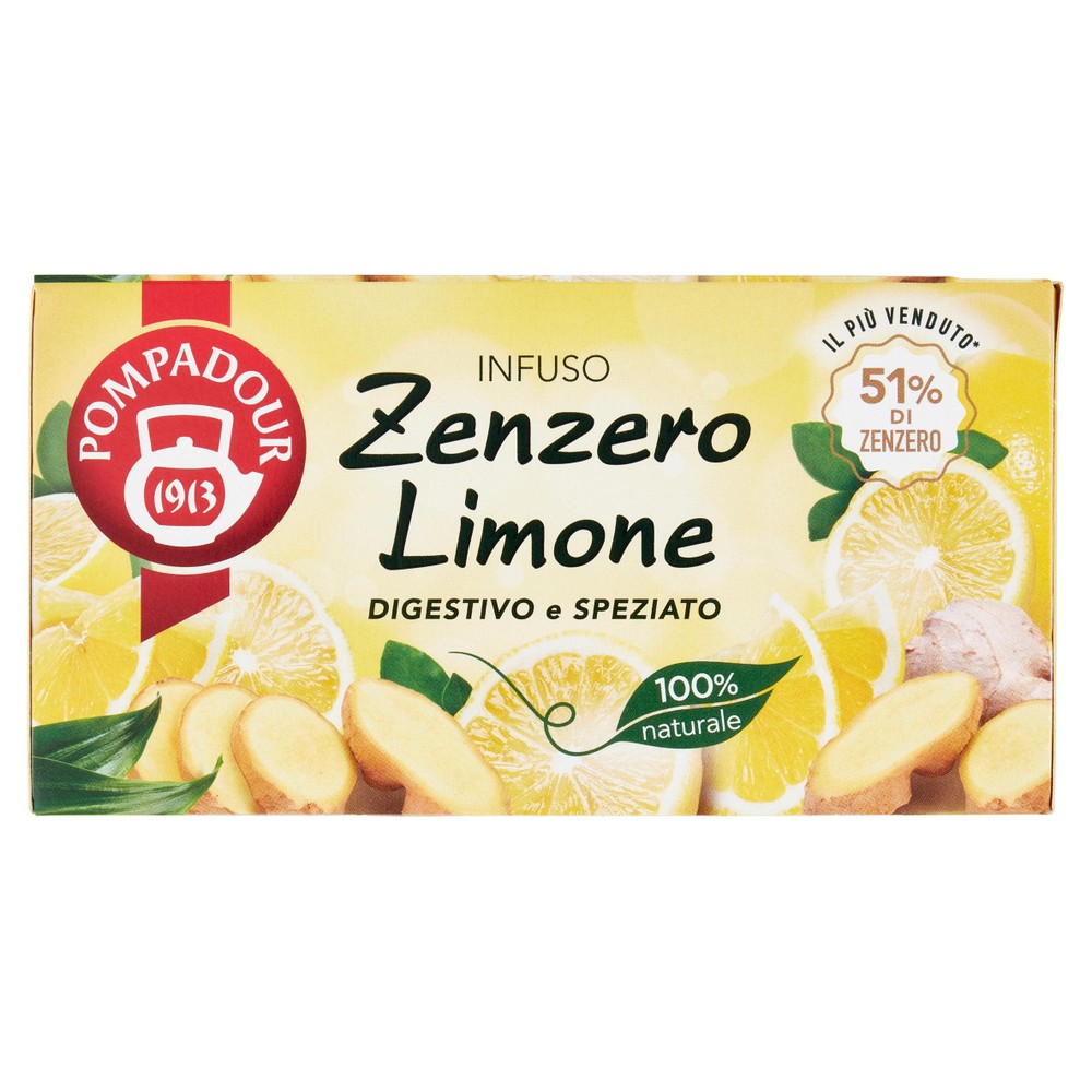Infuso Zenzero E Limone 20x1,8g Bustine Pompadour - Foto 1