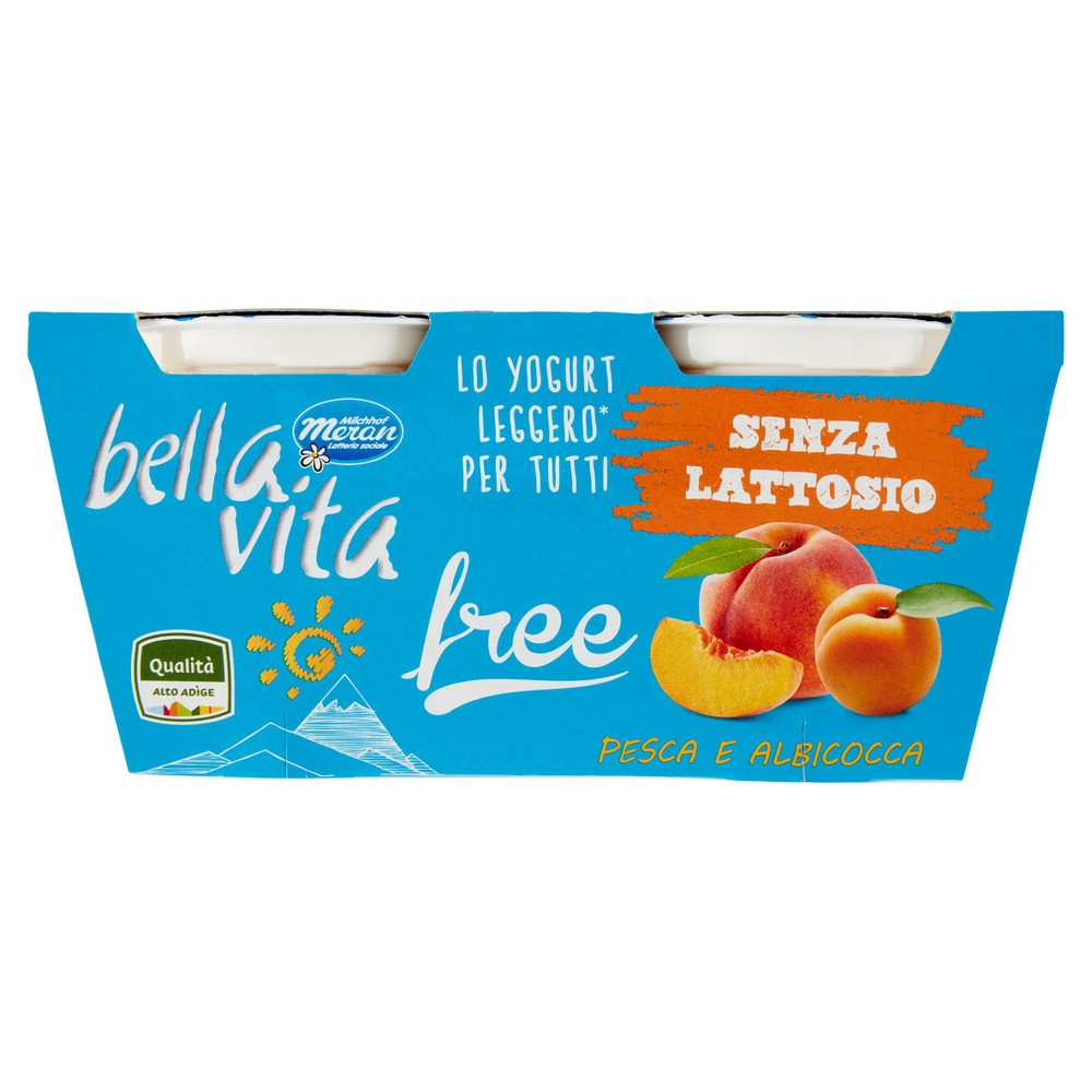 Yogurt Senza Lattosio Pesca E Albicocca Bella Vita 2 Da Gr.125