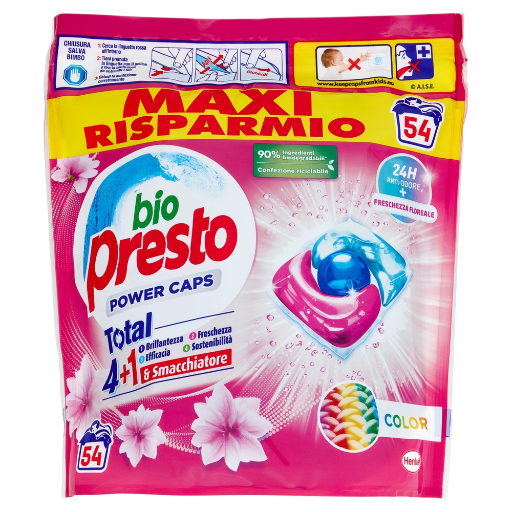 Detersivo Preodosato Per Lavatrice Powercaps Color Bio Presto - Foto 1