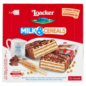 Barrette Milk & Cereals Wafer E Cioccolato Con Crema 4x25g Loacker - Foto 1