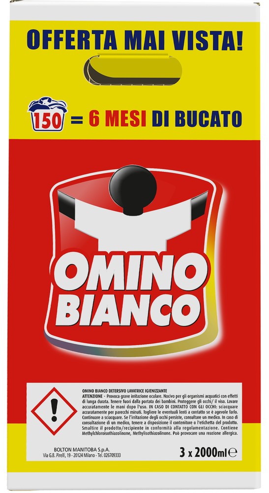 Detersivo Liquido Lavatrice Igienizzante  3 Da 50 Lavaggi Omino Bianco - Foto 2