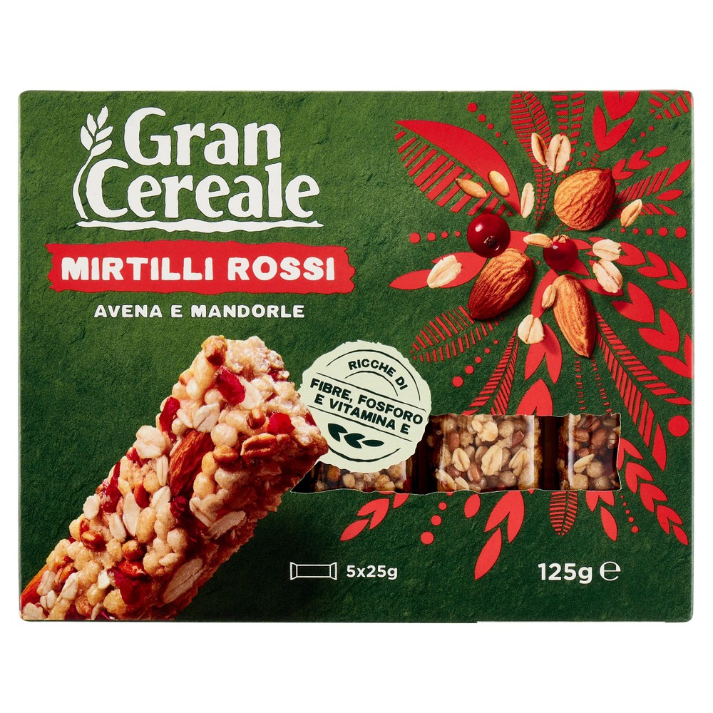 Barrette Di Cereali Integrali Con Mirtilli Rossi 5x25g Gran Cereale - Foto 1