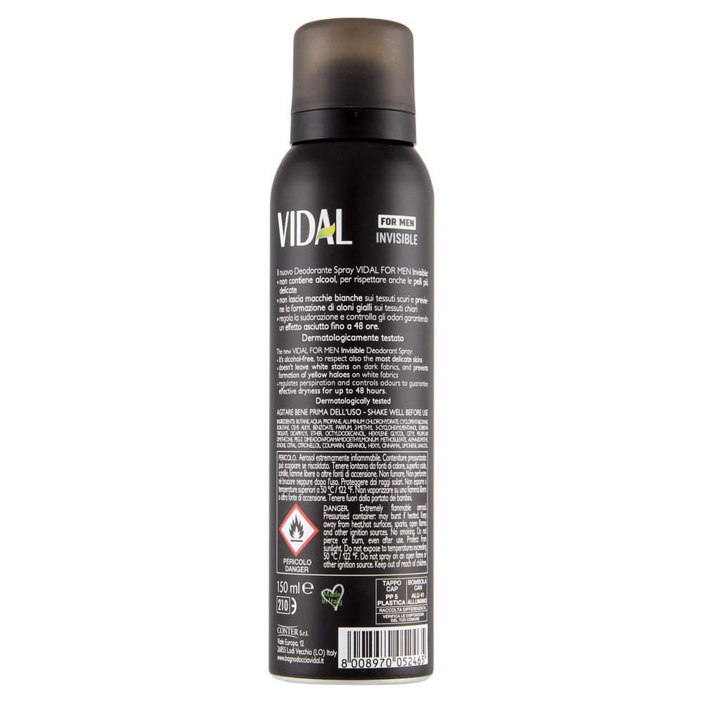 Deodorante Spray Men Invisible Vidal - Foto 3