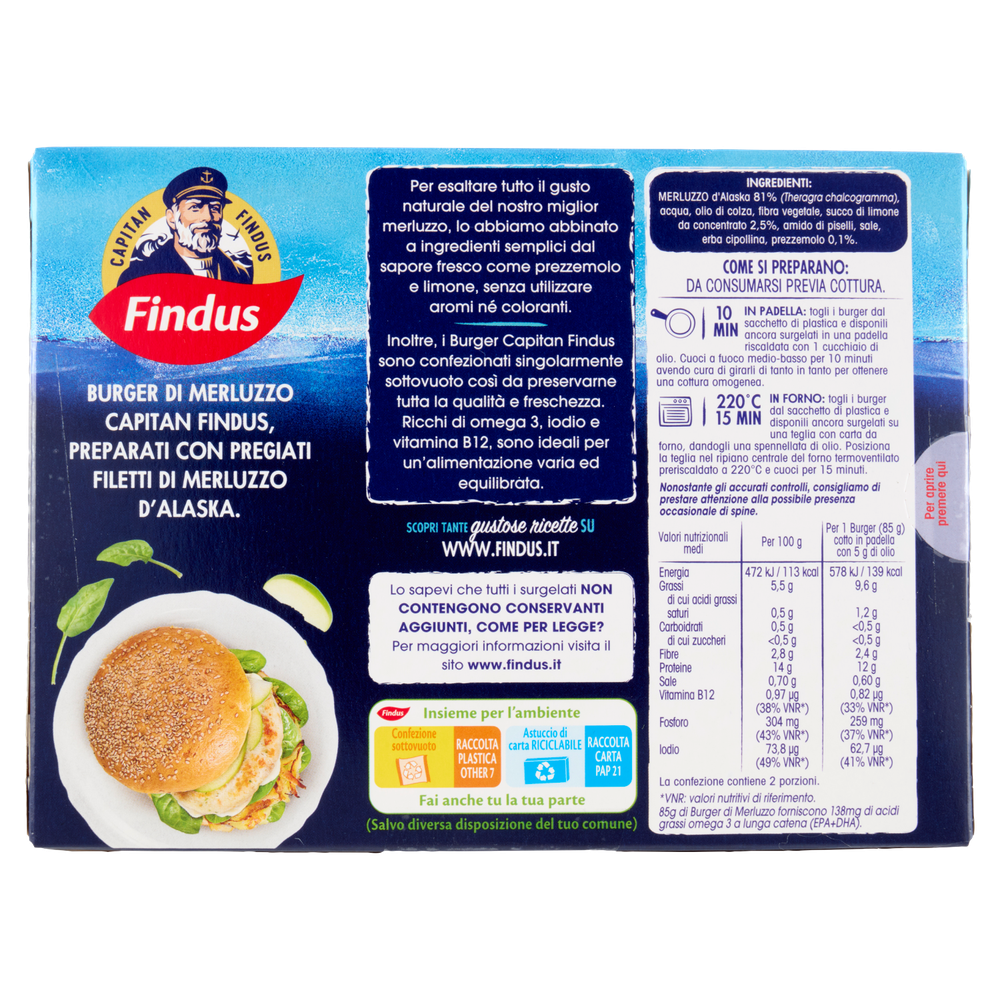 2 Burger Di Merluzzo Con Prezzemolo E Limone 170g Capitan Findus - Foto 3