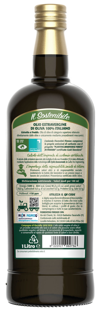 Olio Extra Vergine D'oliva 100% Italiano Il Sostenibile Fiorentini