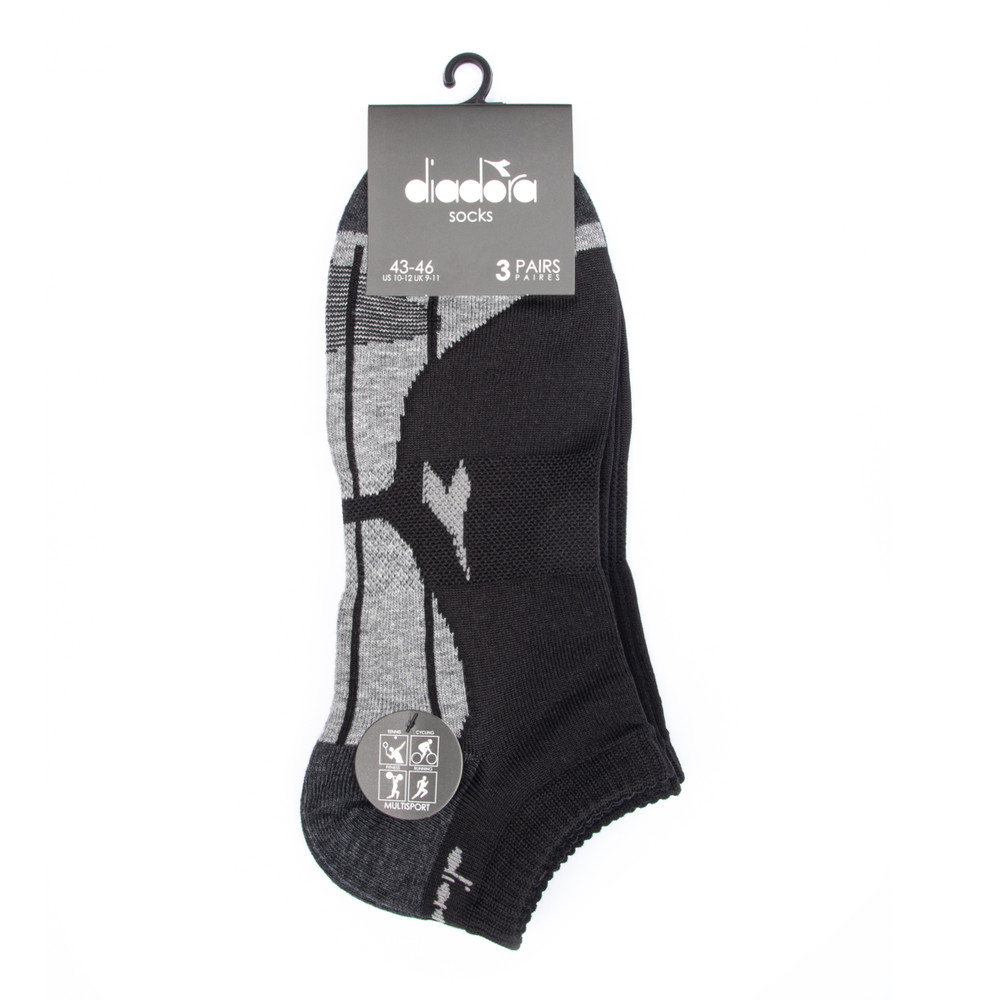 Calze Corte Uomo Multisport 43/46 Nero Conf Da 3 Diadora