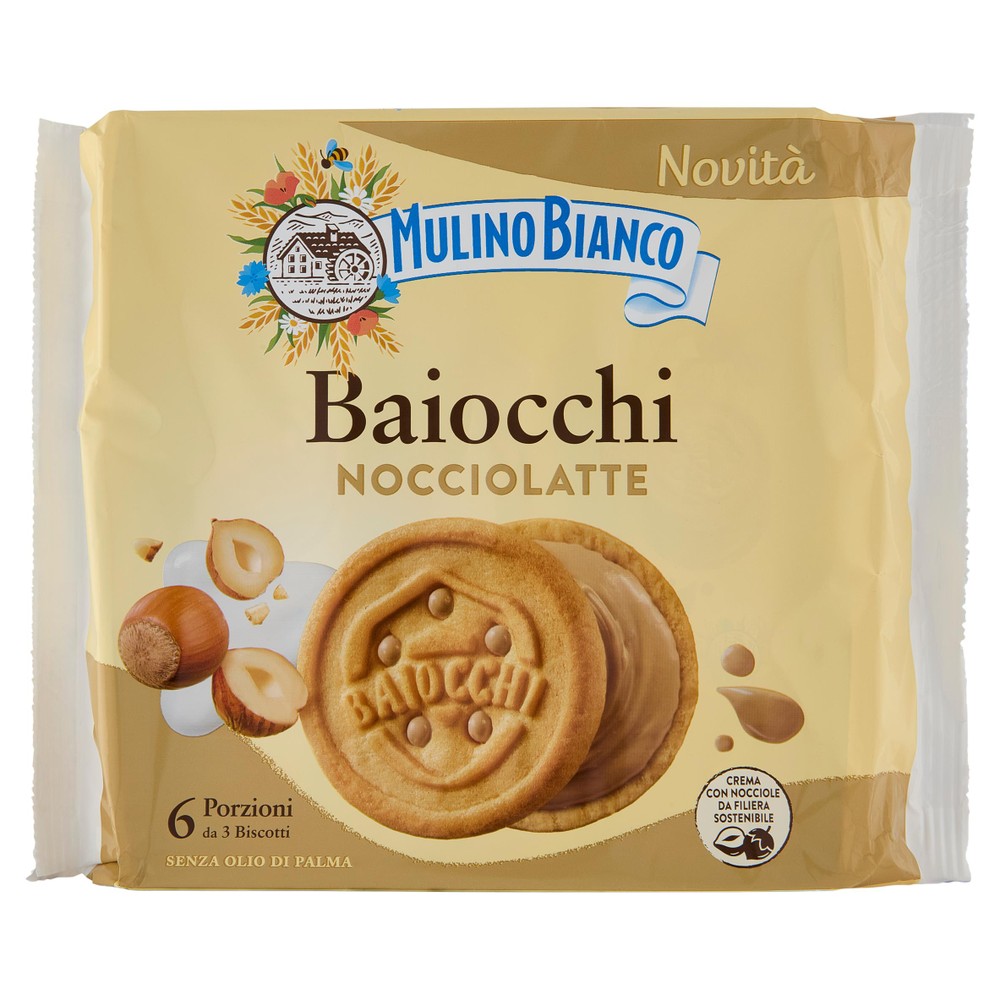 Biscotti Baiocchi Con Crema Di Nocciola E Latte Mulino Bianco - Foto 1