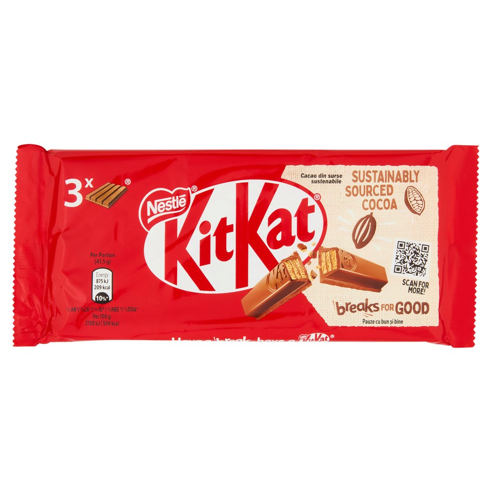 Wafer Kitkat Original Ricoperto Di Cioccolato Al Latte 3x41,5g Kitkat - Foto 1