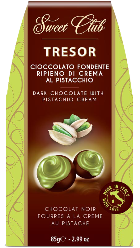 Praline Cioccolato Fondente 72% Pistacchio Sweet Club