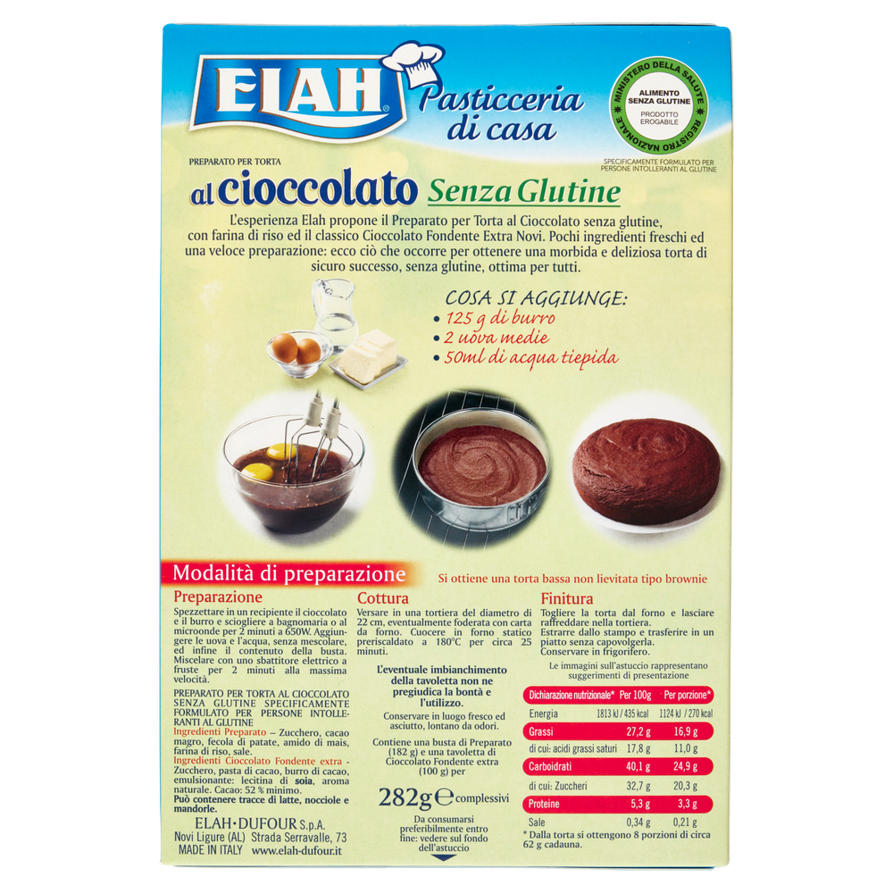 Preparato Per Torta Al Cioccolato Senza Glutine Elah - Foto 3