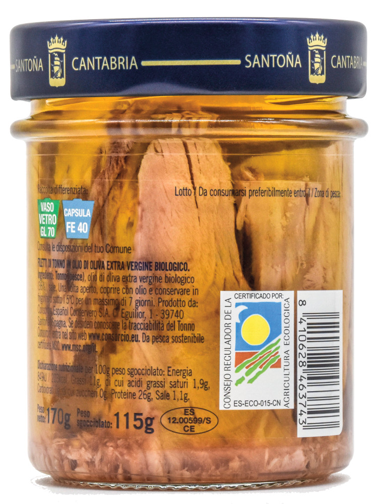 Filetto Di Tonno Bio In Olio Extra Vergine In Vaso Consorcio - Foto 2
