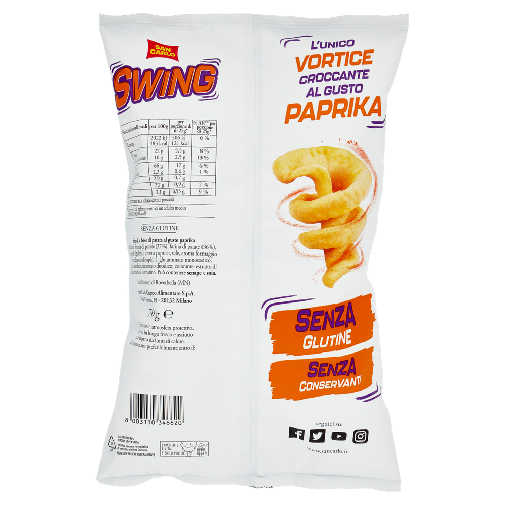 Patatine Swing Gusto Paprika Senza Glutine San Carlo - Foto 3