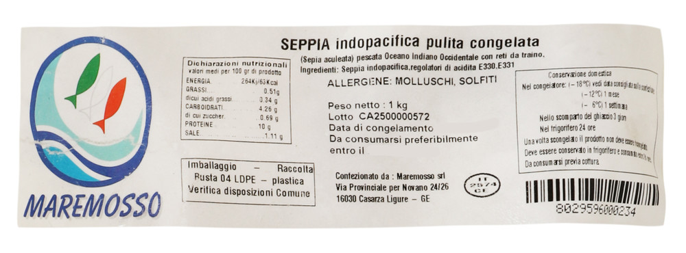 Seppia Indopacifica Pulita Congelata Kg.1 Maremosso - Foto 3