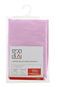Lenzuolo Angoli Tinta Unita 1piazza 1/2 Cm130x200 Rosa Casa - Foto 1