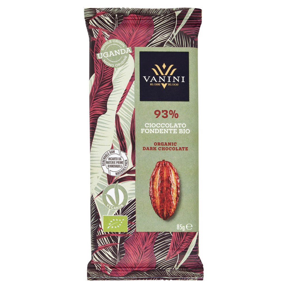 Tavoletta Di Cioccolato Mono Origine Uganda 93% Bio Fondente Vanini - Foto 1