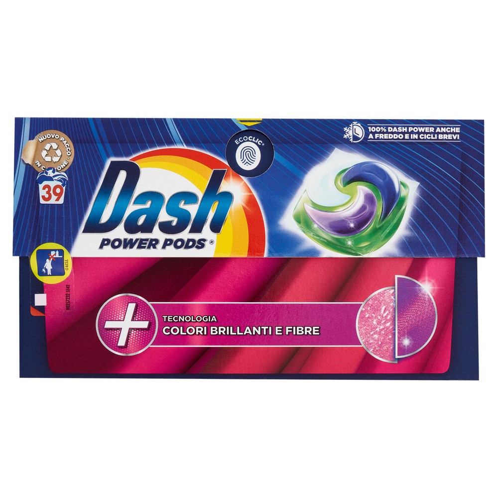 Dash Power Pods Detersivo Lavatrice In Capsule, Tecnologia Colori