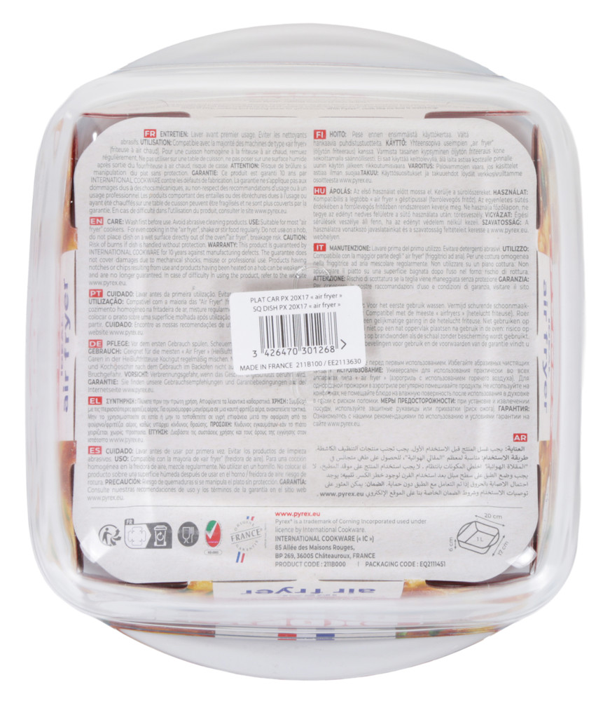 Teglia Per Friggitrice Ad Aria Quadrata 1lt In Vetro Pyrex - Foto 2