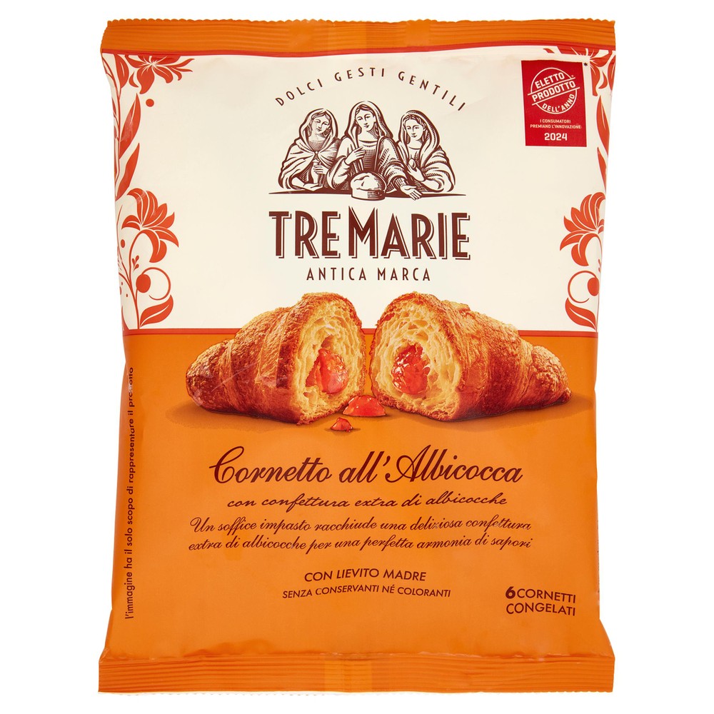 Busta Cornetto Albicocca Lievito Madre 6x62g Tre Marie