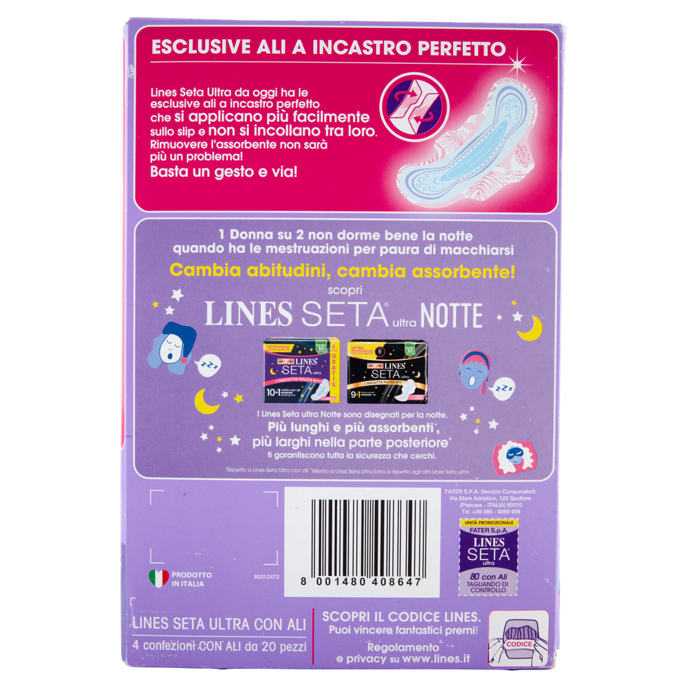80 Assorbenti Con Ali Lines Seta Ultra Quadripack - Foto 3