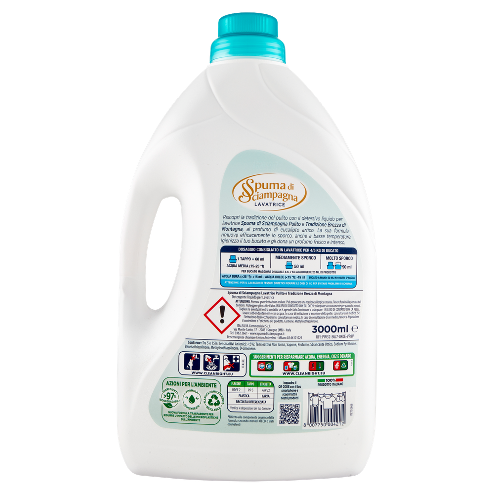 Detersivo Lavatrice Brezza Di Montagna Spuma Di Sciampagna 60 Lavaggi - Foto 3