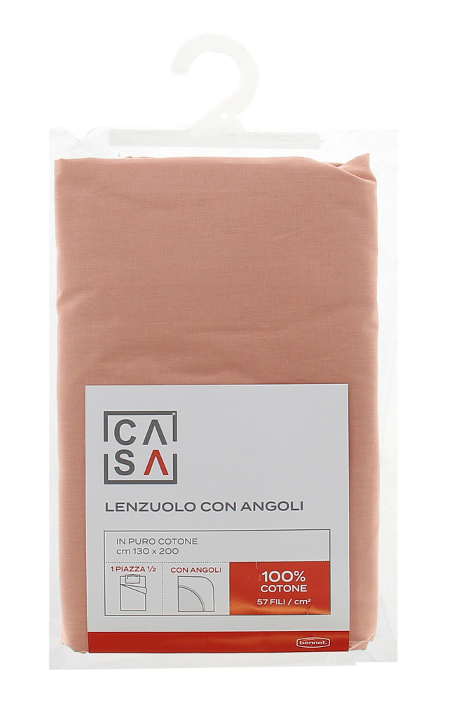 Lenzuolo Angoli Tinta Unita 1piazza 1/2 Cm130x200 Arancio Casa - Foto 1