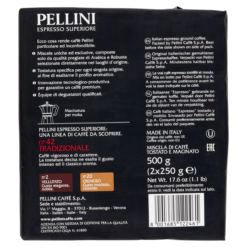 Caffè Macinato Espresso Superiore N°42 Tradizionale 2x250g Pellini - Foto 3