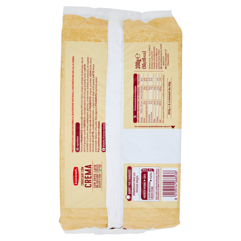 Croissant Con Farcitura Alla Crema Lievitazione Naturale 6x50g Bennet - Foto 3