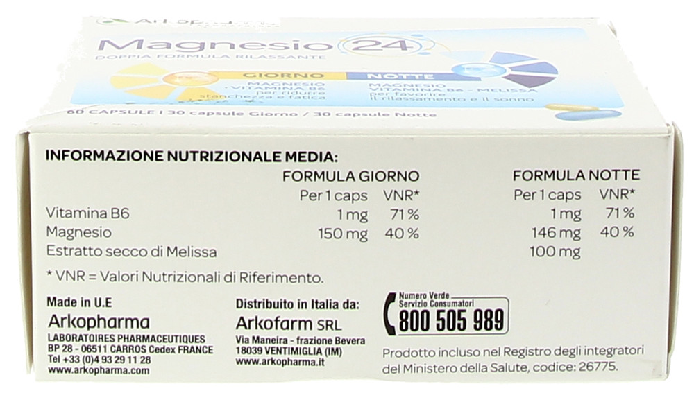 Magnesio 24 Giorno & Notte Arkopharma Capsule - Foto 2