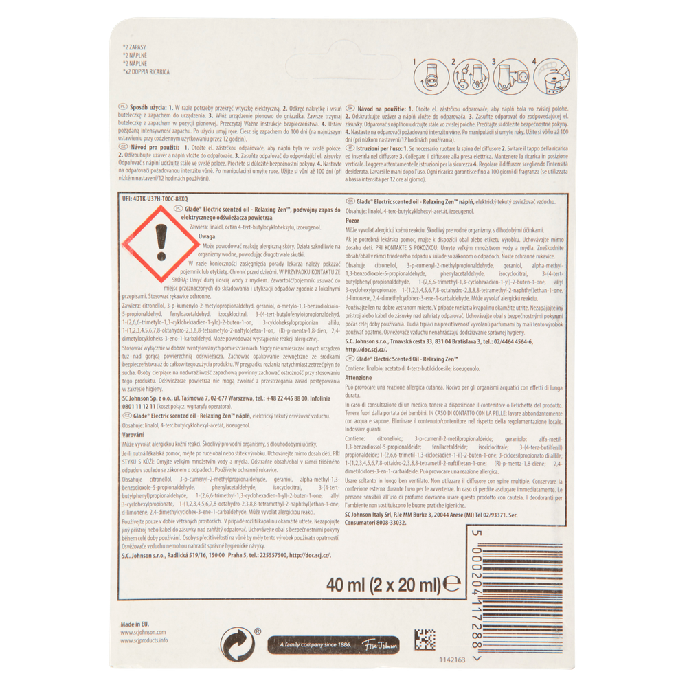 Doppia Ricarica Per Deodorante Ambiente Elettrico Relaxing Zen Glade