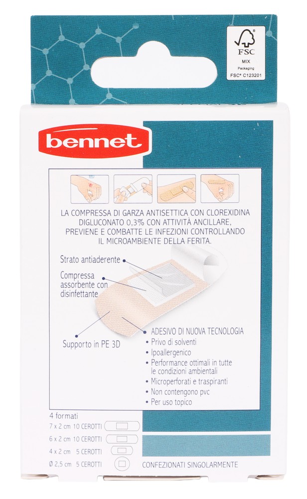 Bennet Cerotti Pe3d Rosa Assortiti Con Garza Disinfettante Bennet Pz30 - Foto 3