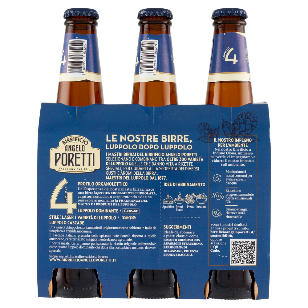 Birra Poretti Chiara 4 Luppoli 3 Bottiglie Da Cl.33 - Foto 3