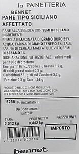 Pane Tipo Siciliano Affettato (pane Di Semola Con Semi Di Sesamo) - Foto 3