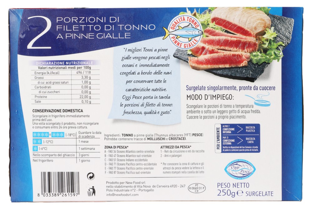 2 Porzioni Di Filetto Di Tonno A Pinne Gialle Oggi Pesce - Foto 3