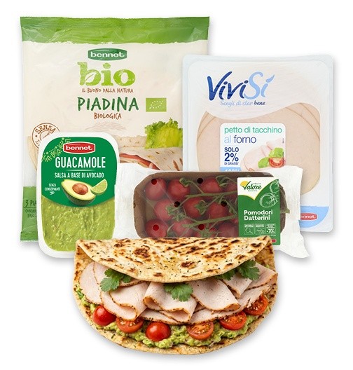 Piadina x3 con Petto Tacchino, Salsa Guacamole e Pomodorini - Foto 1
